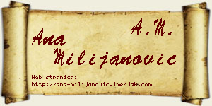 Ana Milijanović vizit kartica